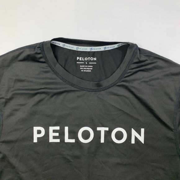 Peloton T Shirt Mens L Large Black Stretch Moisture Wicking Century Club Cycling - Picture 4 of 12